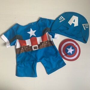 Build A Bear BABW Marvel CAPTAIN AMERICA 3pc Outfit Costume